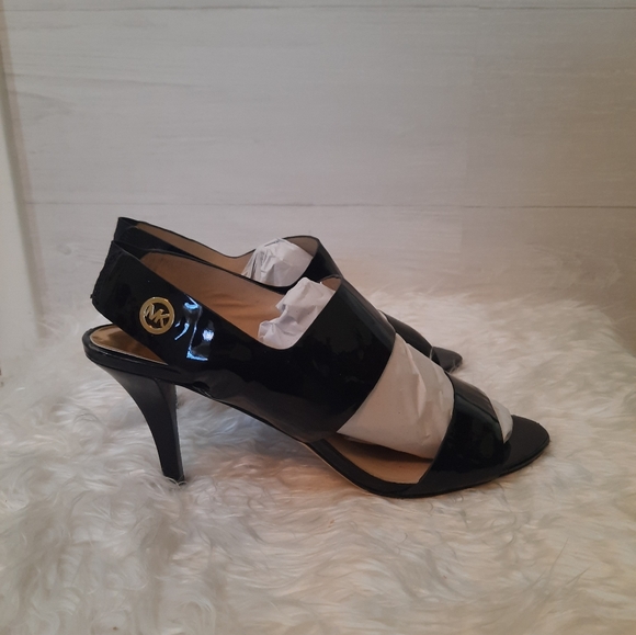 Michael Kors black patent leather slingback sandals sz 10M - Picture 6 of 9